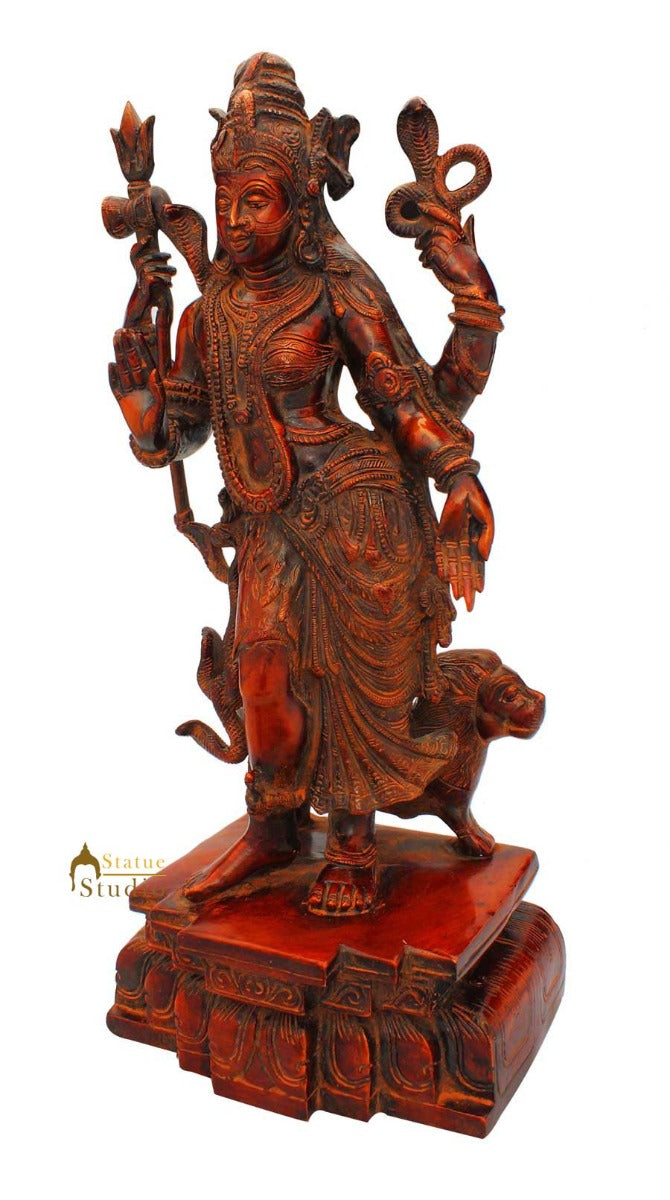 Brass lord shiva parvati ardhnareshwara rare antique sculpture religious 18"