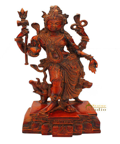 Brass lord shiva parvati ardhnareshwara rare antique sculpture religious 18"