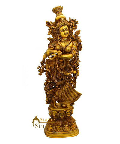 Brass hindu goddess radha krishna statue antique idol religious india décor 29"
