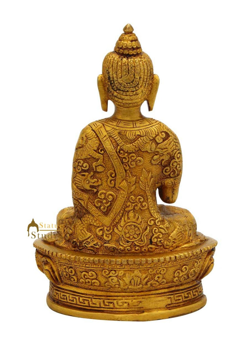 Small bronze blessing brass buddha statue hand crafted shakyamuni 7"