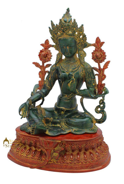 Brass tara buddha goddess bronze statue antique tibet buddhism idol figure 18"