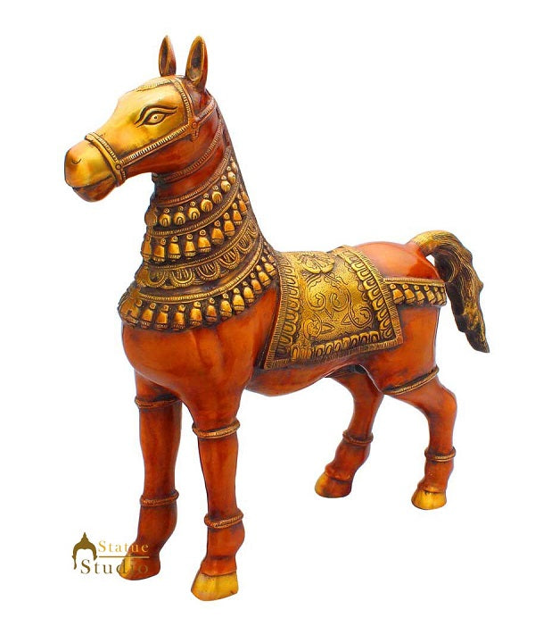 Vintage Brass Horse statue showpiece figurine sculpture home décor 21"