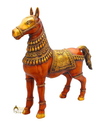 Vintage Brass Horse statue showpiece figurine sculpture home décor 21"