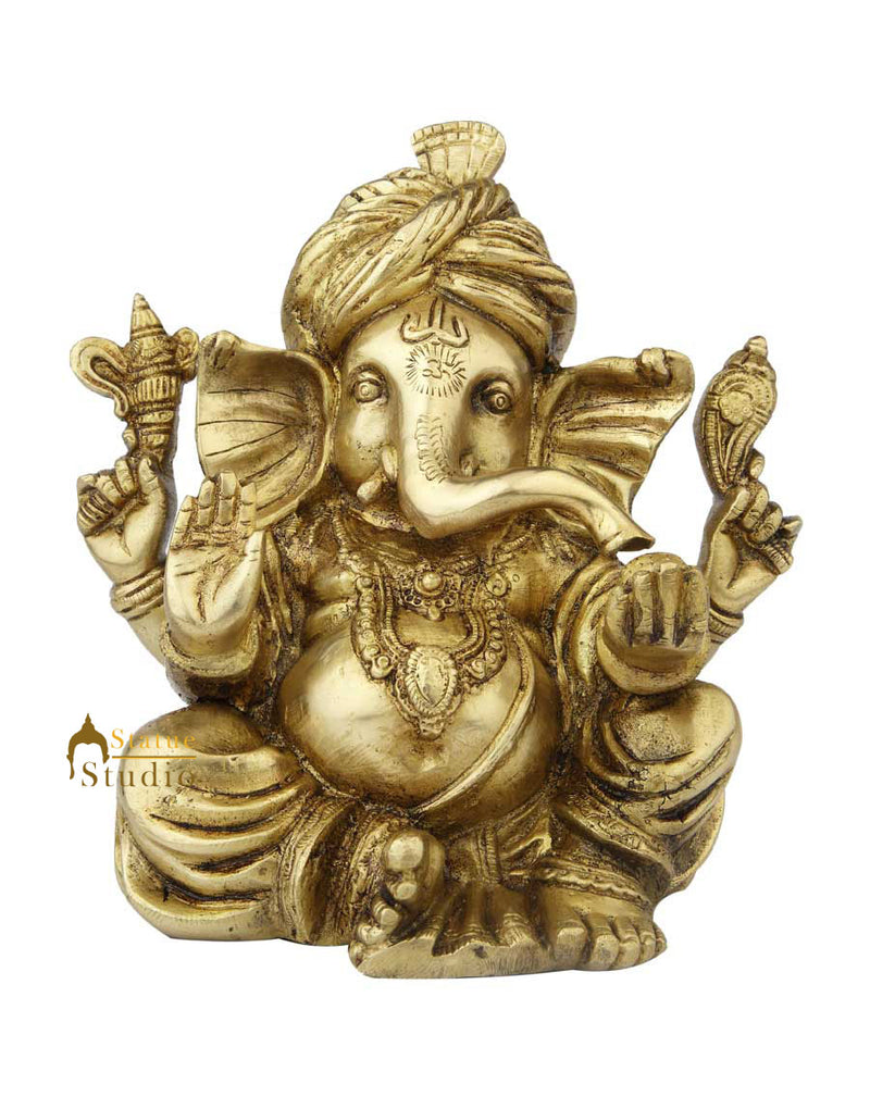 Brass modern india elephant lord ganesha statue religious room décor 8"