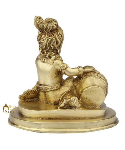 Rare brass hindu god lord bal krishna gopal idol pooja religious décor 6"