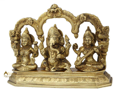 Brass hindu gods goddess ganesha lakshmi saraswati temple for home 7"