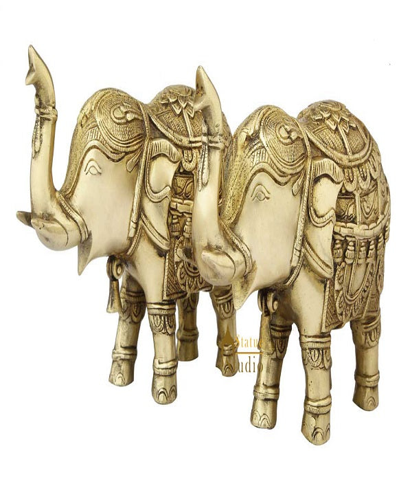 Brass elephant sculpture india figurine home décor wild animal 7"