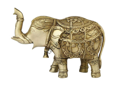 Brass elephant sculpture india figurine home décor wild animal 7"