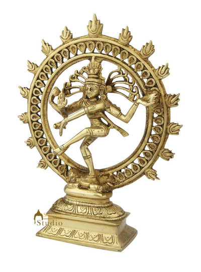 India hand crafted brass lord shiva dancing natraja statue religious figure 8"