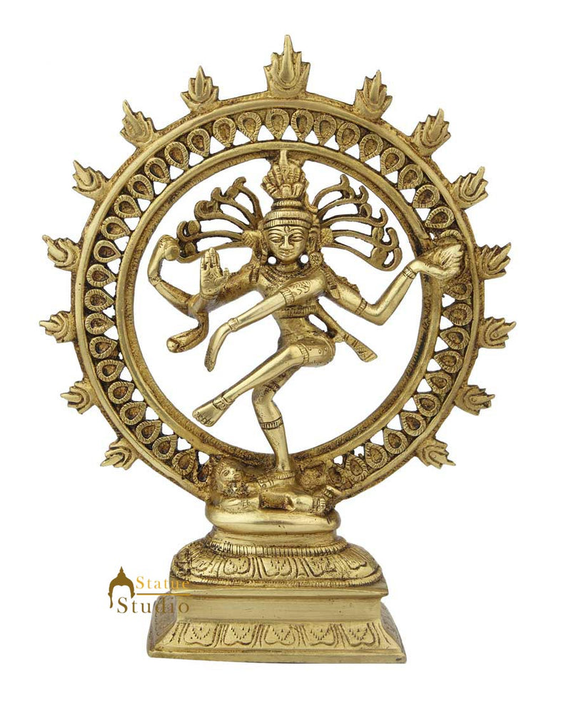 India hand crafted brass lord shiva dancing natraja statue religious figure 8"