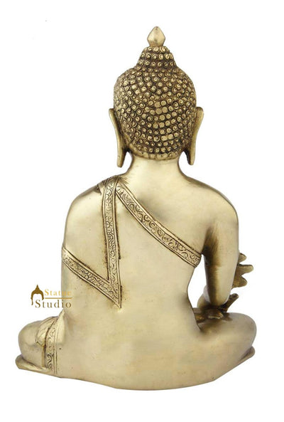 Old hand made medicine buddha brass bronze statue tibet buddhism chinese 12"