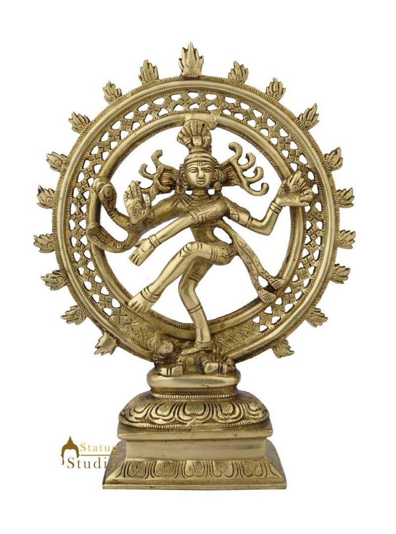 Hand crafted brass lord shiva dancing natraja statue religious idol figure 12"