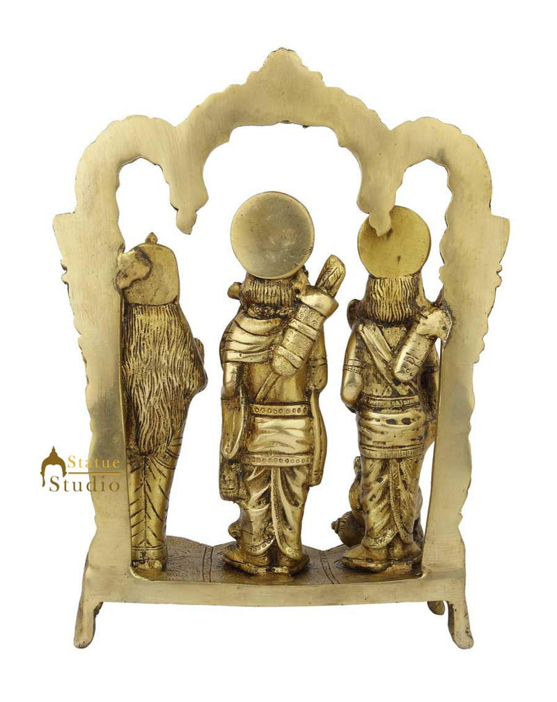 Brass hindu deity god lord Rama darbar statue religious craft décor 12"
