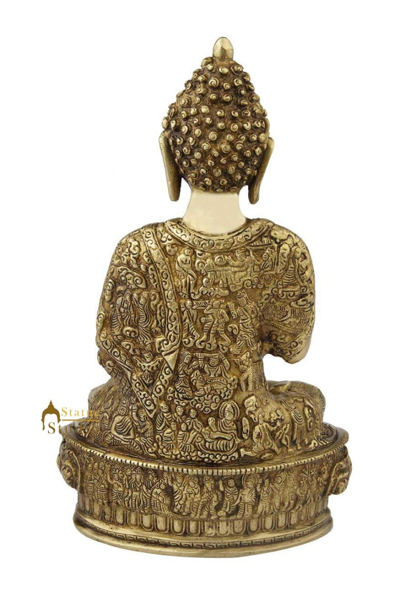 Brass buddha with medicine bowl statue outdoor garden miniature figurine 12"