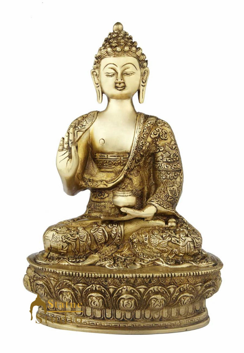 Brass buddha with medicine bowl statue outdoor garden miniature figurine 12"