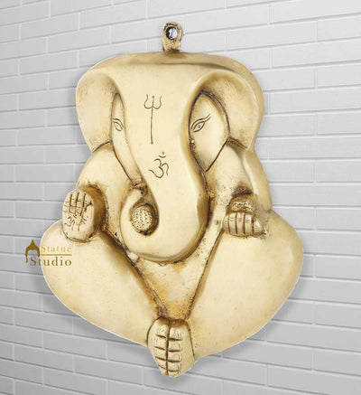 Indian hand made hindu god ganesha mask wall décor art removable hanging item 8"