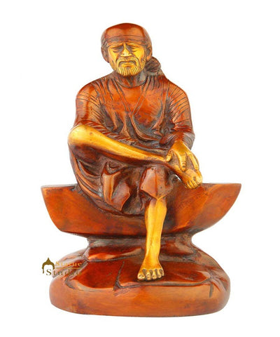 Brass hindu god deity lord sai baba murti idol statue religious pooja figure 9"