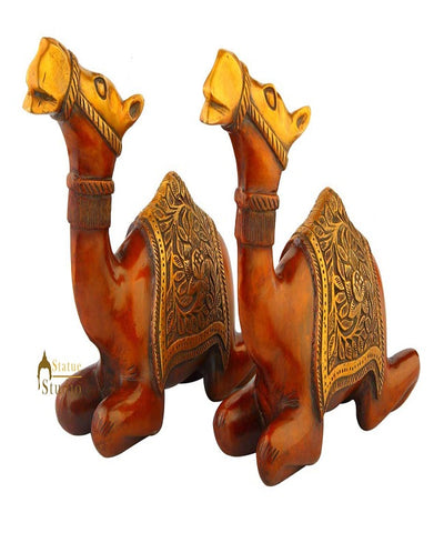 Brass Sitting Camel pair statue Showpiece decorative figurine sculpture 9"