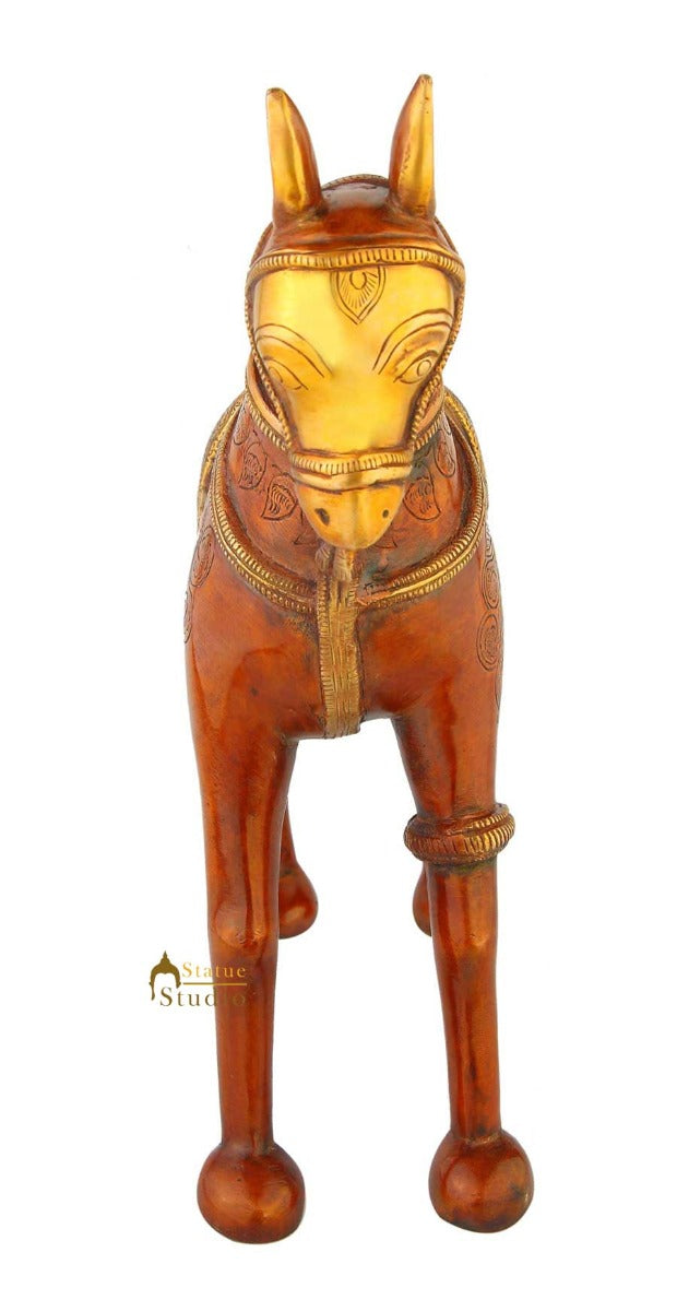 Vintage Brass Horse showpiece figurine hand made sculpture home décor 12"