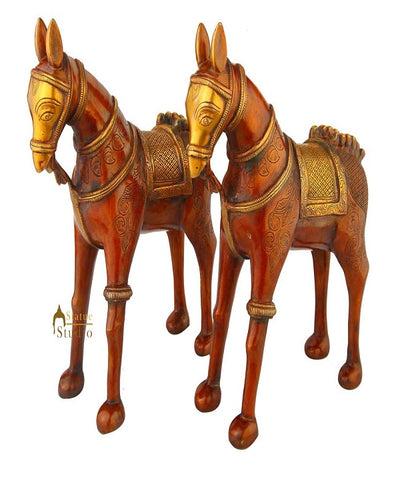 Vintage Brass Horse showpiece pair figurine hand made sculpture home décor 12"