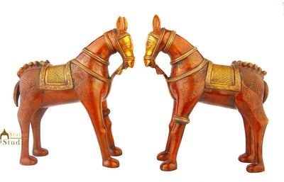 Vintage Brass Horse showpiece pair figurine hand made sculpture home décor 12"