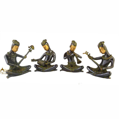 Indian brass musical band 4 pcs showpiece home table décor statue gift set 9"