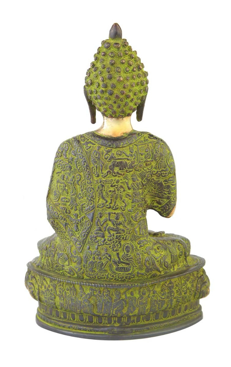 Antique Blessing chinese sitting buddha statue figurine tibet décor 14"