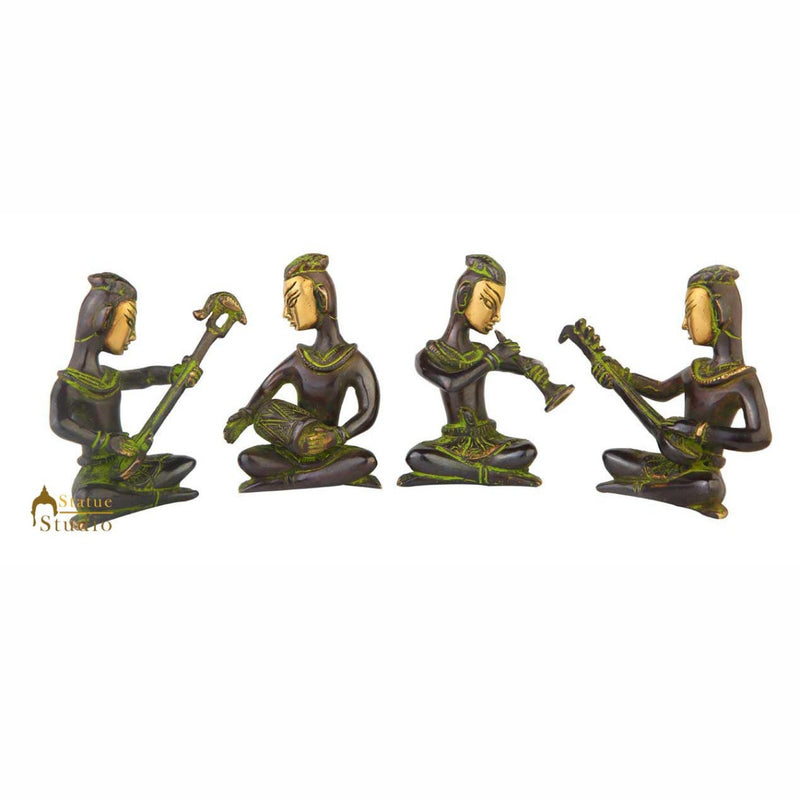 Fine brass home room table décor musical band 4 pcs showpiece item gift set 6"