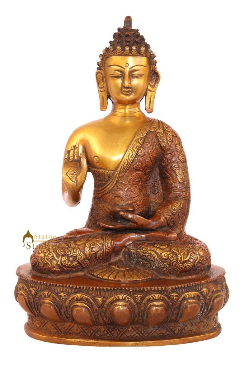 Blessing Medicine shakyamuni statue brass bronze tibet figurine antique 12"