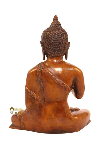 Brass bronze buddha medicine shakyamuni tibet décor art hand carved statue 10"