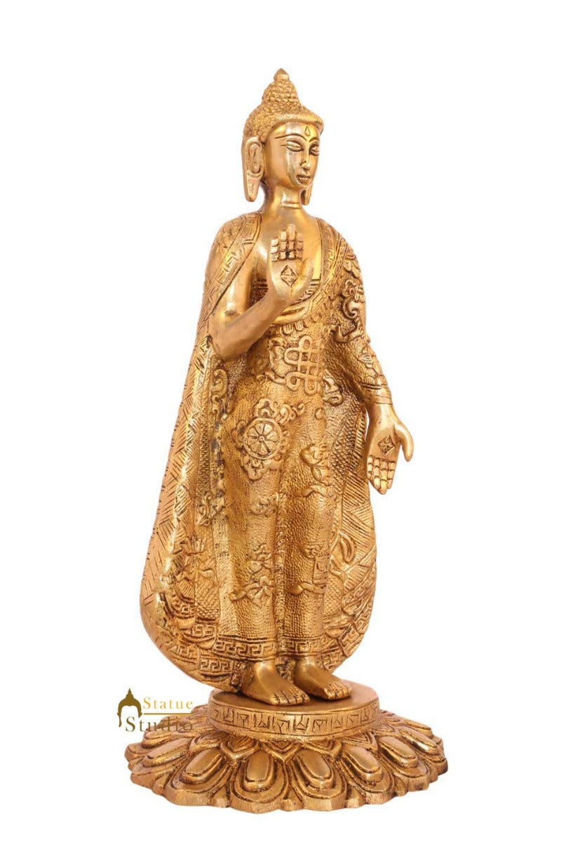 Brass bronze Antique buddha statue tibet décor chinese thai buddhism 11"