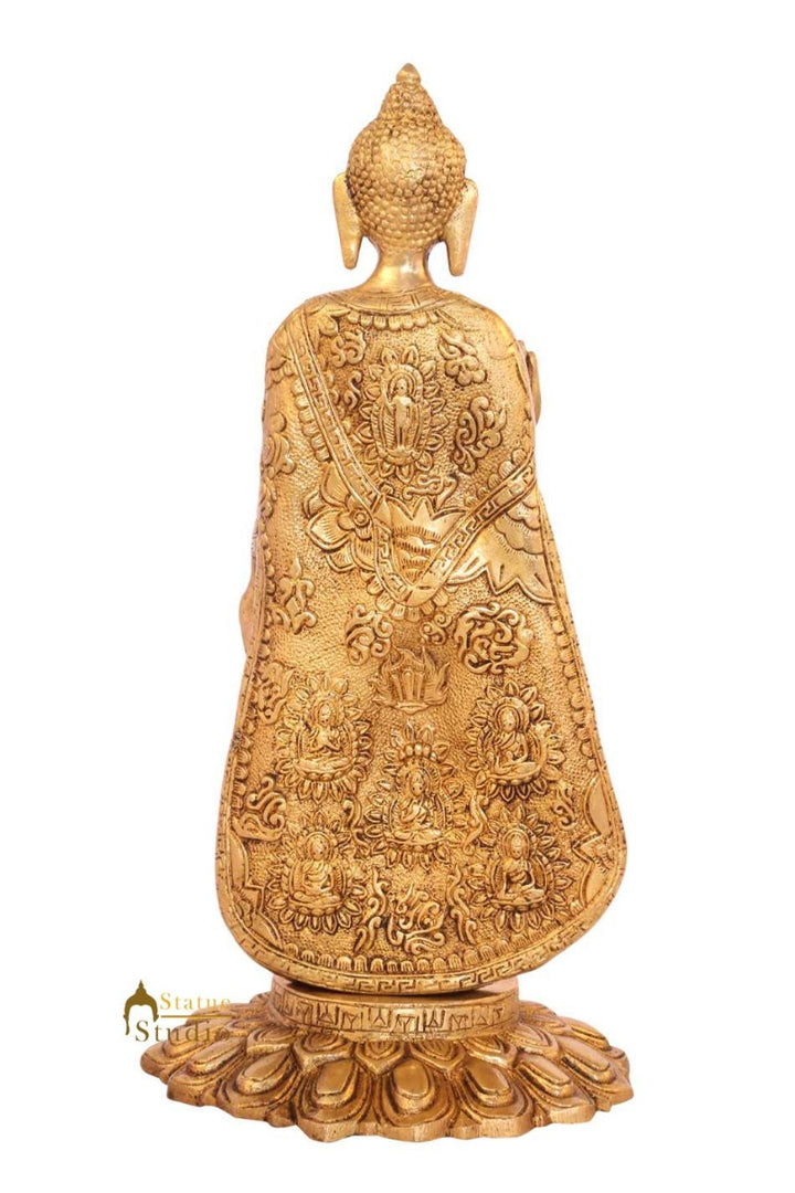 Brass bronze Antique buddha statue tibet décor chinese thai buddhism 11"