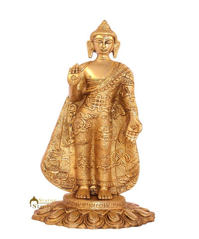 Brass bronze Antique buddha statue tibet décor chinese thai buddhism 11"