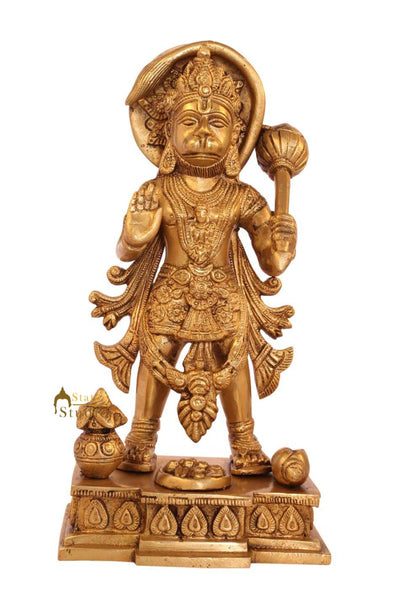 Lord Hanuman brass hindu god sitting statue religious décor idol figure 11"