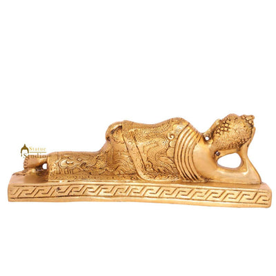 Brass Bronze reclining buddha home living décor statue chinese buddhism 3"