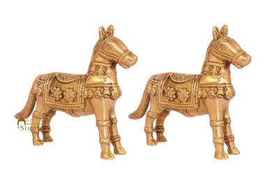 Brass Horse showpiece pair miniature figure sculpture figurine home décor 3"