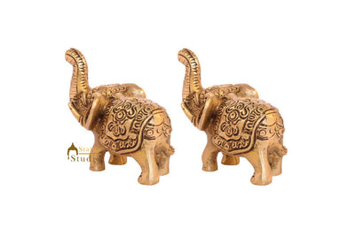 Feng Shui brass elephant sculpture miniature india figurine hand carved 2"