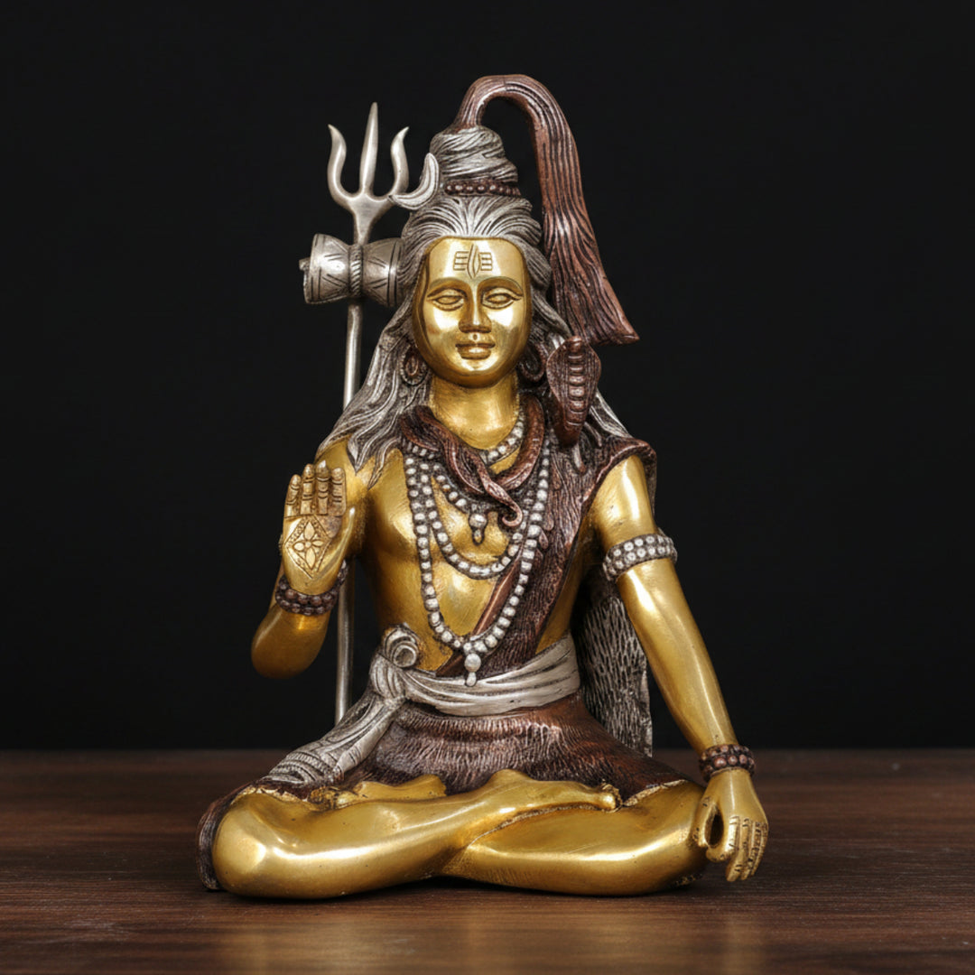 Brass Blessing Shiva Statue Antique Finish For Home Decor 1 Feet 357400