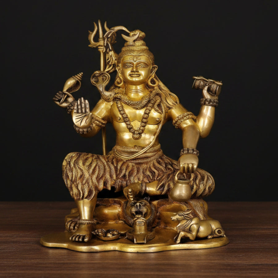 Brass Four-Armed Shiva Statue For Home Decor 1.5 Feet 358500