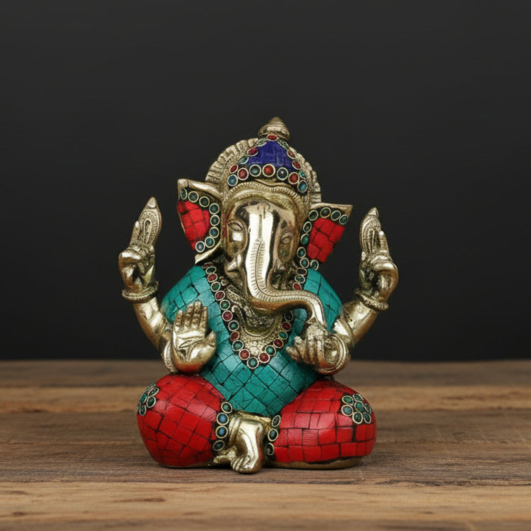 Brass Ganesha Statue For Wedding Diwali Corporate Gift Decor 7 Inch 401500