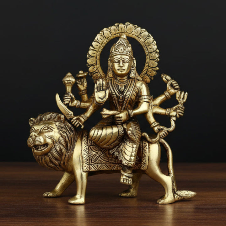 Brass Goddess Durga Statue For Home Temple Decor 6 Inch 44600