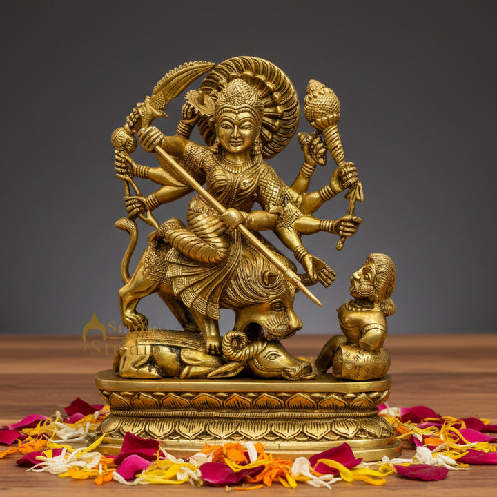 Brass Goddess Durga as Mahishasura Mardini Idol 32500