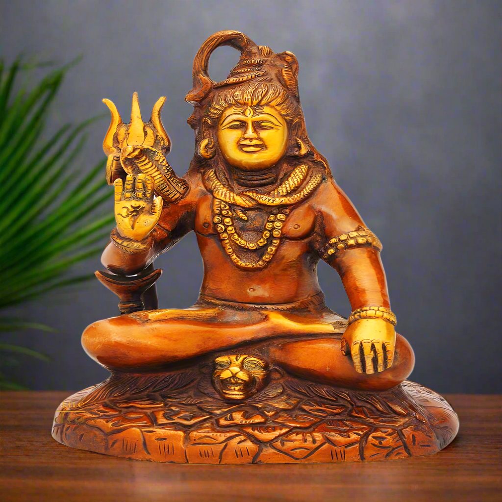 Brass Hindu God Lord Shiva Statue Antique Finish Religious 7 Inch 71100