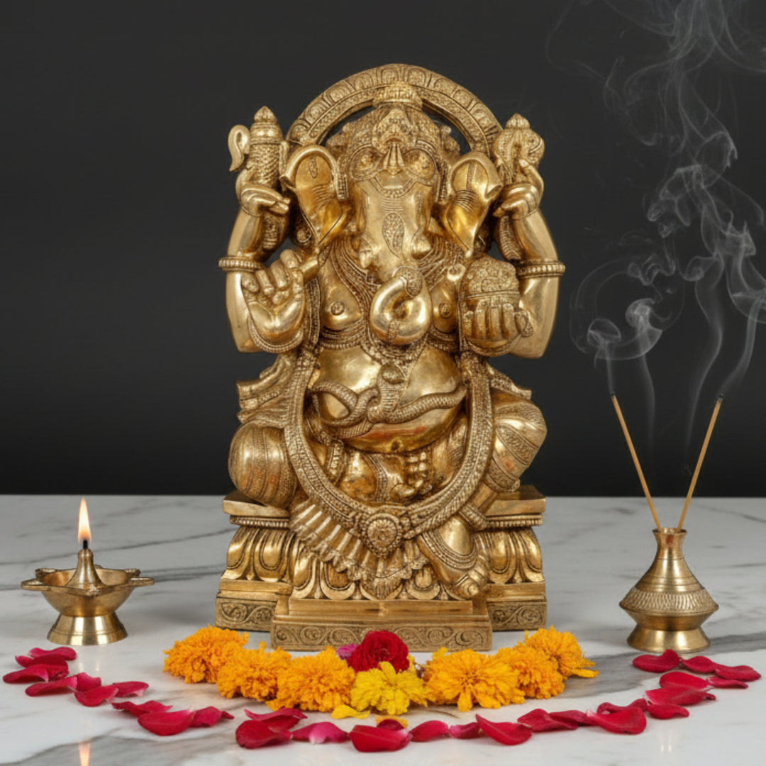 Brass Large Ganesha Statue For Home Office Decor Showpiece 3 Feet 461253