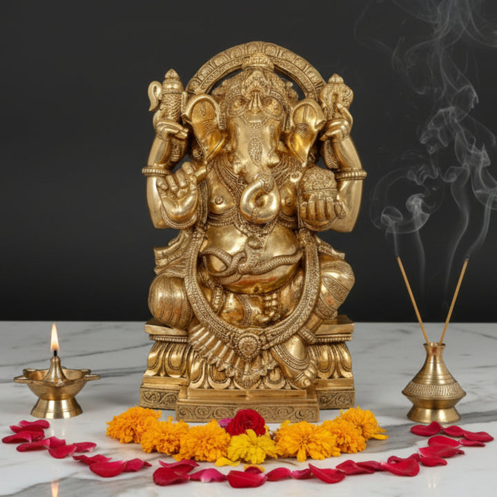 Brass Large Ganesha Statue For Home Office Decor Showpiece 3 Feet 461253
