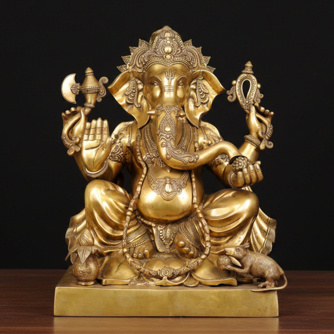 Brass Large Ganesha Statue For Home Office Garden Decor 2.5 Feet 461220