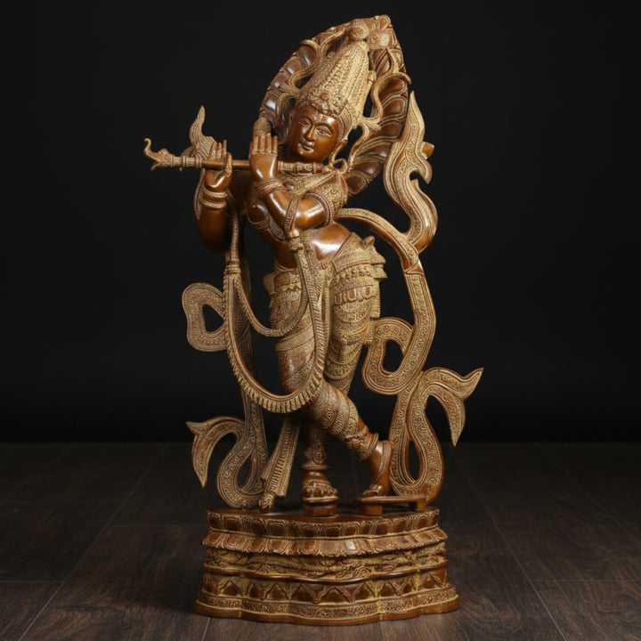 Brass Large Lord Krishna Statue Murli Manohar Playing Flute 34 Inch 252000