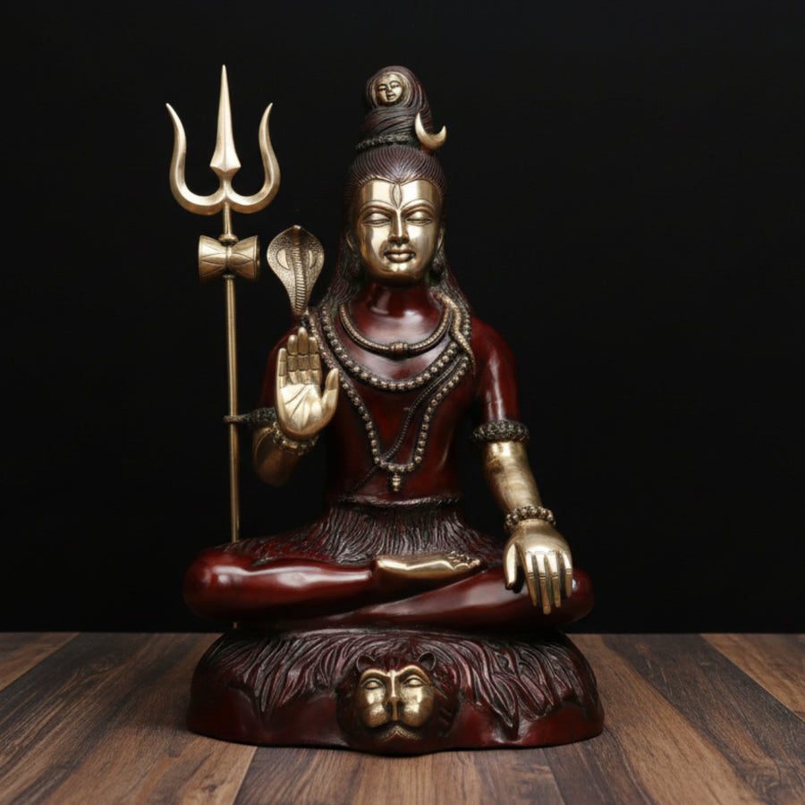 Large Size Hindu God Mahayogi Shankar Idol Lord Shiva Lucky Décor Statue 3 Feet - 459815