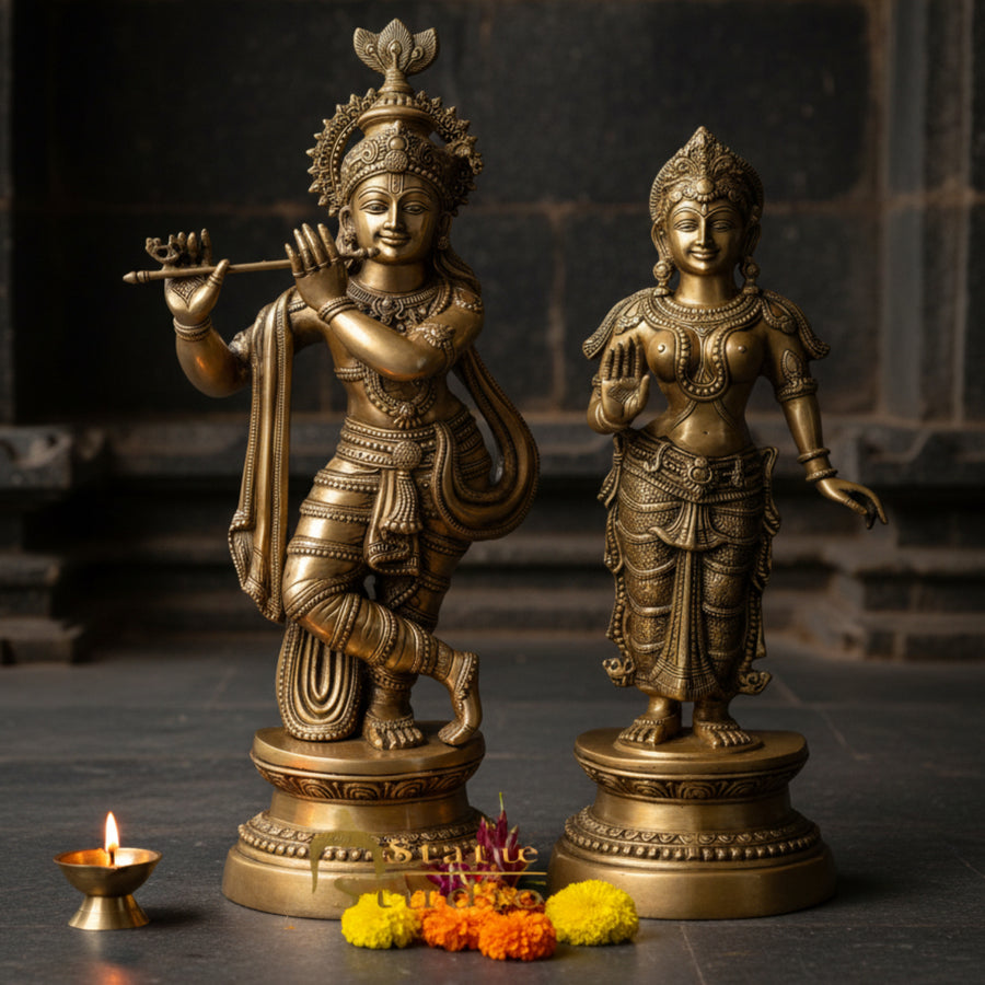 Brass Large Radha Krishna Idol For Home Office Garden Decor 3 Feet 461208