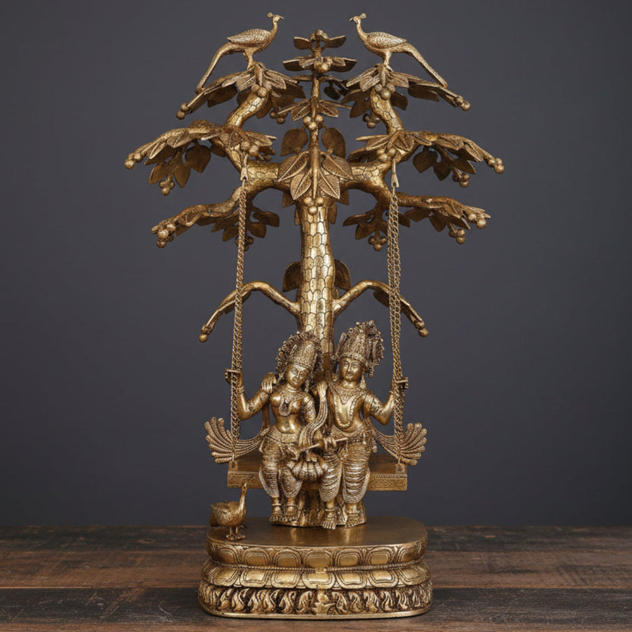 Brass Large Radha Krishna Idol On Swing For Home Deocr 3 Feet 251900